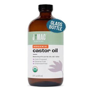 J MAC BOTANICALS, Organic Castor Oil Cold Pressed (Glass Bottle) 16 oz